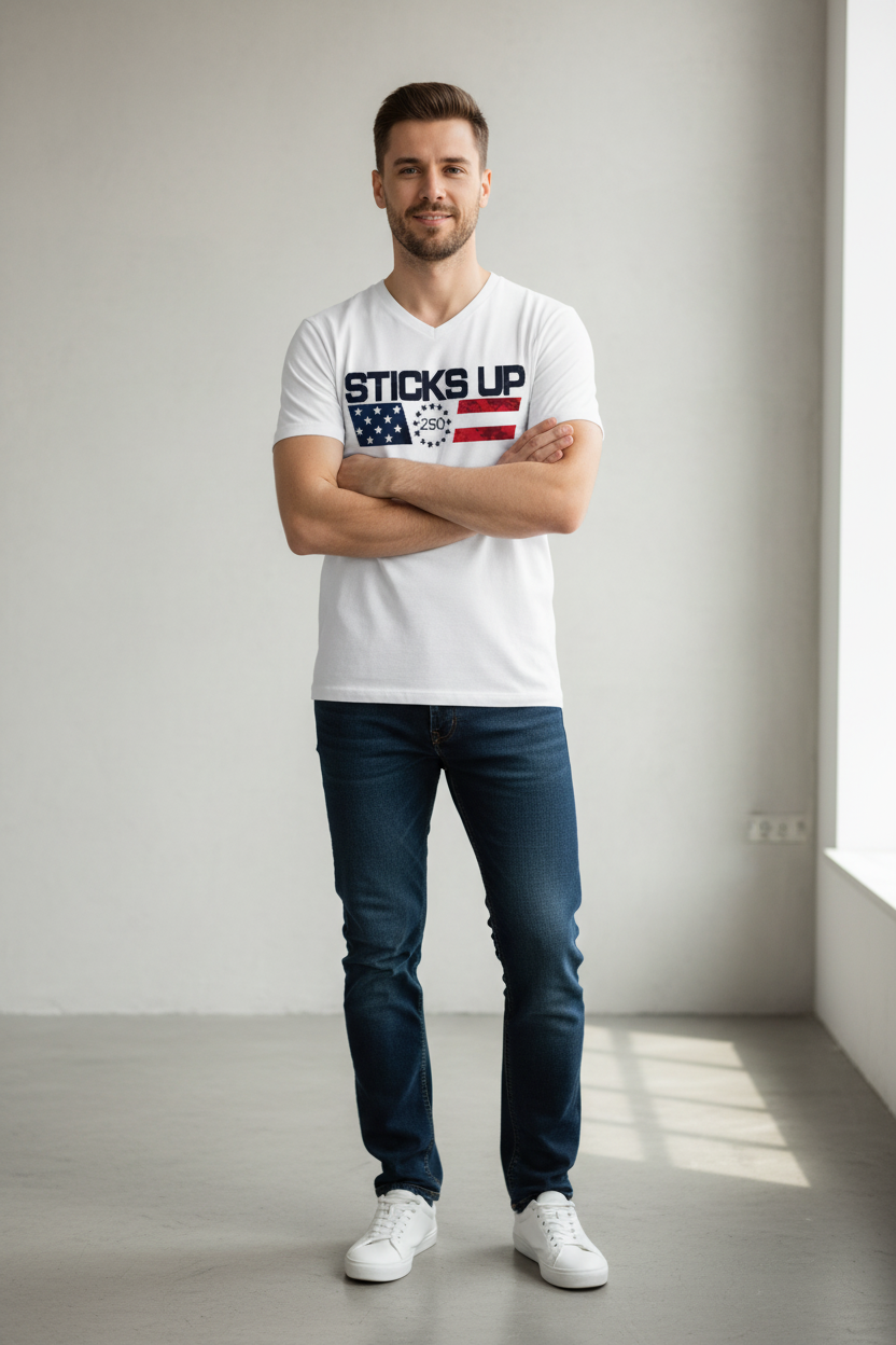 America's 250th Birthday Lacrosse V-Neck Tee - DT1350SU250