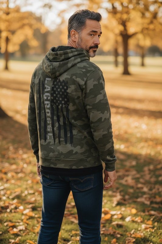 Lacrosse Flag Camo Hoodie - SUDT2200CLAXFLAG